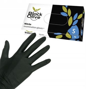 Powder-free, sterile, nitrile diagnostic gloves, textured at the fingertips, size "S" black (100 pieces)