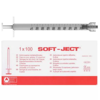 SOFT-JECT - strzykawka 3-częściowa, luer-lock (10 sztuk, 1ml)